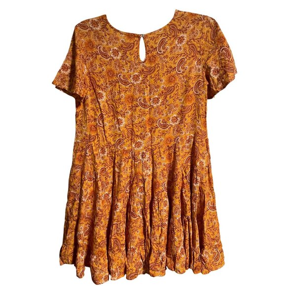 Patrons Of Peace Paisley Floral Print Mini Dress Womens Medium Boho Fit & Flare - Picture 2 of 8
